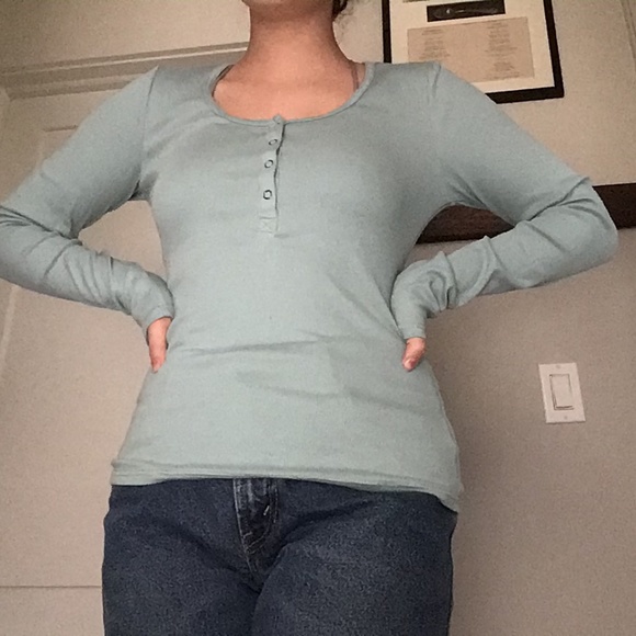 blue button up long sleeve - Picture 2 of 2